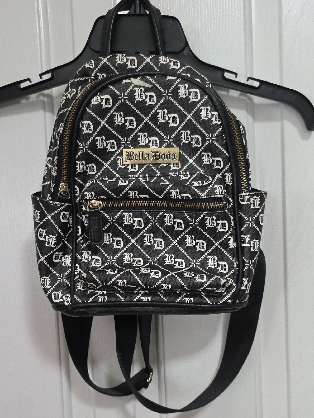 Bella Doña Black & White Logo Mini Backpack